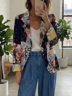 VTG Danielle B Floral Patchwork Blazer - Multicolor Size Small